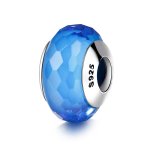 PANDORA Style Blue Facet Murano Glass Bead Charm - SCZ037