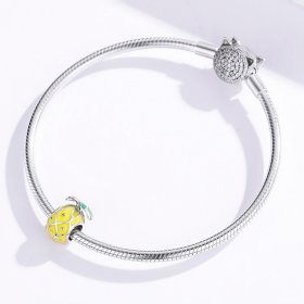 Pandora Style Silver Charm, Pineapple, Multicolor Enamel - BSC128