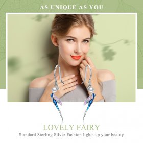 Silver Cute Fairy Hanging Earrings - PANDORA Style - SCE378