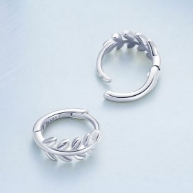 Pandora-inspired Leaves Hoops Earrings - BSE500-A