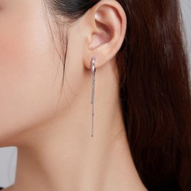 Pandora Style Silver Dangle Earrings, Tassel - SCE1115