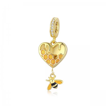 Pandora Style Dangle Charm, Love Honeycomb, 18ct Gold Plated - SCC1714