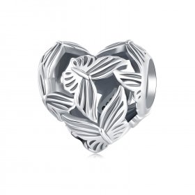 Pandora Style Heart Shaped Butterfly Charm - SCC2576