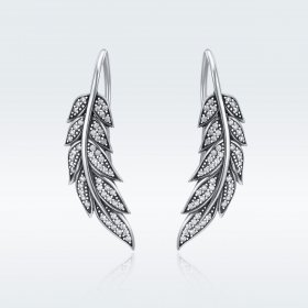 Silver Leaves Enamoured Hanging Earrings - PANDORA Style - SCE215