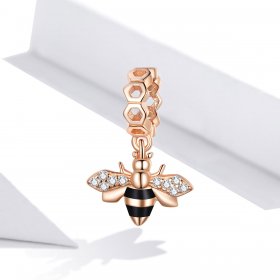 Pandora Style Rose Gold Dangle Charm, Little Bee - BSC370