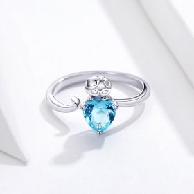 Silver Blue Kitty Ring - PANDORA Style - SCR533