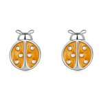 PANDORA Style Orange Ladybug Stud Earrings - SCE1345