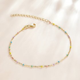 Pandora Style Bracelet Rainbow, 18ct Gold Plated - SCB211