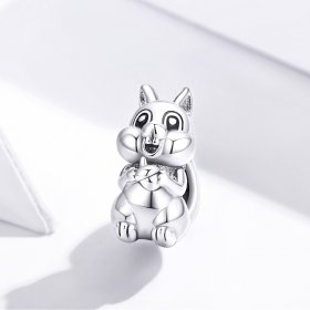 Pandora Style Silver Charm, Cute Squirrel, Enamel - BSC338