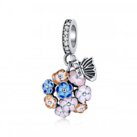 Pandora Style Silver Dangle Charm, Colorful Garden, Multicolor Enamel - SCC1702