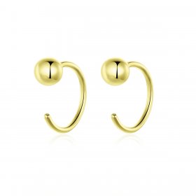 Pandora Style 18ct Gold Plated Hoop Earrings , Ball - SCE782-B