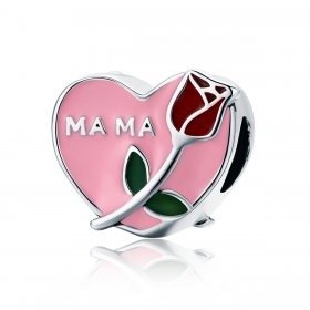 Pandora Style Silver Charm, Motherly Love Confession, Pink Enamel - SCC652