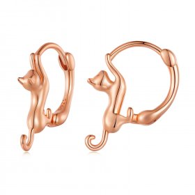 Pandora-style Cat Hoop Earrings - SCE1488-LC!
