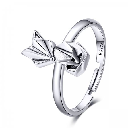 Pandora Style Silver Open Ring, Origami Fox - SCR560