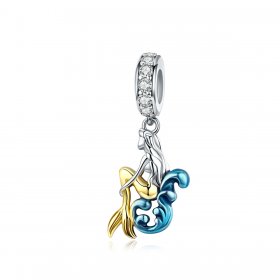 Pandora Compatible Silver & Gold-Plated Waiting Mermaid Dangle - SCC1166