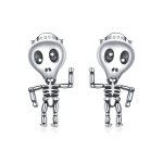 Pandora Style Silver Stud Earrings, Cool Skeleton - SCE1110