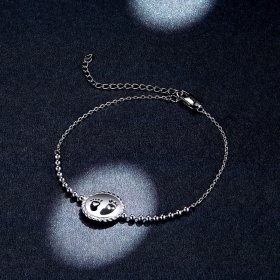 Black Pandora Style Silver Bracelet Footprint - SCB209