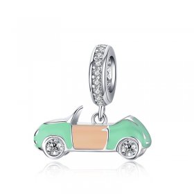 Pandora Style Silver Dangle Charm, Open Cart, Enamel - BSC155