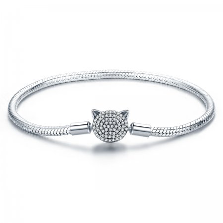 Silver Cute Cat Chain Bracelet - PANDORA Style - SCB053