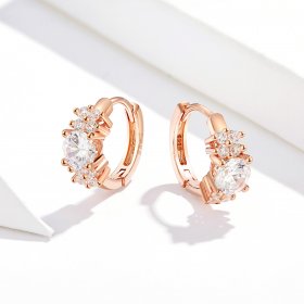 Rose Gold Romantic Shine Hoop Earrings - PANDORA Style - SCE485-C