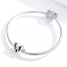 Pandora Style Silver Charm, You and Me Heart to Heart - SCC1552