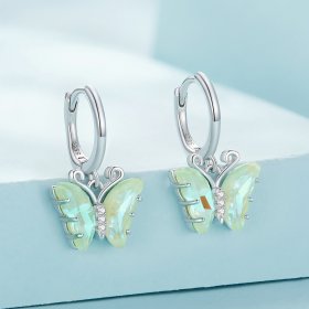 Pandora Style Symphony Butterfly Hoop Earrings - SCE1588-GN