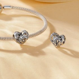 Pandora Style Heart Shaped Butterfly Charm - SCC2576