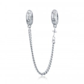 Pandora Style Silver Safety Chain Charm, Water Wave - SCC1577