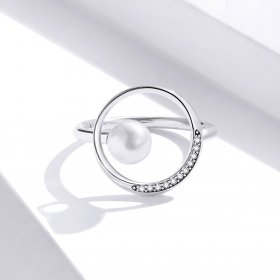 Pandora Style Silver Open Ring, Gentle Shell Bead - SCR664