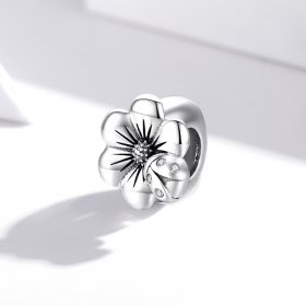 Pandora Style Silver Charm, Blooming Flower - SCC1722