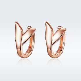 Pandora Style Rose Gold Hoop Earrings, Dolphin Tail - BSE078