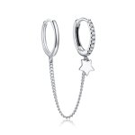 Pandora Style Silver Dangle Earrings, Single Star - SCE914