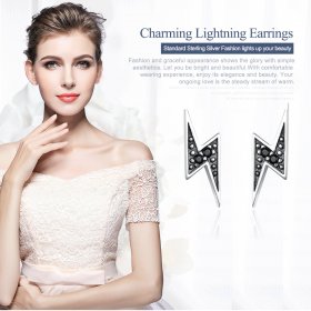 Silver Lightning Stud Earrings - PANDORA Style - SCE156