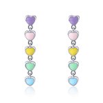 Silver Rainbow Hearts Stud Earrings - PANDORA Style - SCE451
