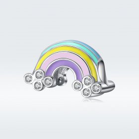 Pandora Style Silver Charm, Rainbow, Multicolor Enamel - SCC1425