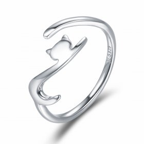 Silver Sticky Cat Ring - PANDORA Style - SCR220