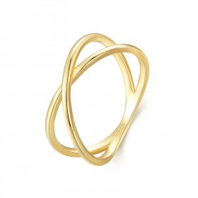 Pandora Style Gold Plated Crossover Ring - SCR543-B