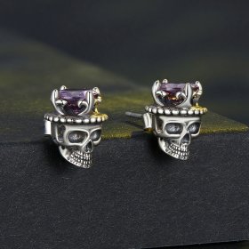 Pandora Style Skeleton King Studs Earrings - BSE892