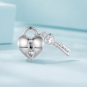 Pandora Style Heart Lock Key Charm - SCC2580