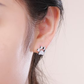 Silver Cute Paw Stud Earrings - PANDORA Style - SCE407-2