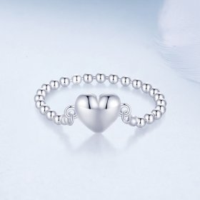 Pandora Style Heart Shape Chain Ring - BSR488