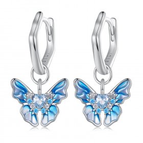 Pandora Style Butterfly Hoops Earrings - BSE845