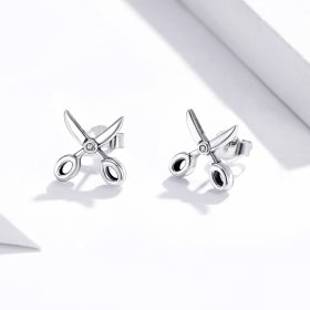 Pandora Style Silver Stud Earrings, Small Scissors - SCE1003