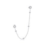 Pandora Style Silver Dangle Earrings, Fashion Beaded Chain - SCE1107