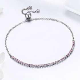 Silver Elegant Accompany Slider Tennis Bracelet - PANDORA Style - SCB045