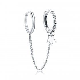 Pandora Style Silver Dangle Earrings, Single Star - SCE914