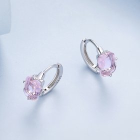Pandora Style Pink Gem Hoop Earrings - BSE889