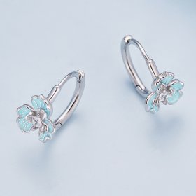 Pandora-inspired Blue Iris Hoops Earrings - BSE843