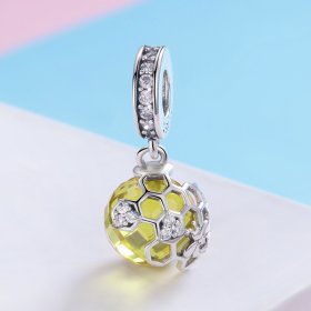 Pandora Style Silver Bangle Charm, Honeycomb - SCC879