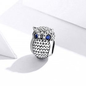 Pandora Style Silver Charm, Shining Owl - SCC1607